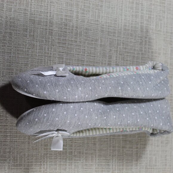 NWOT Pink Grey Polka Dot Slipper House Shoes - Picture 3 of 5
